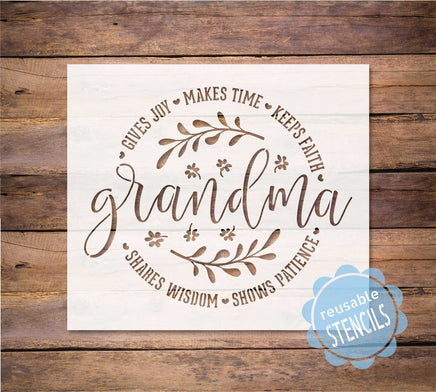 WallCutz Stencil Grandma Makes Time - wreath stencil