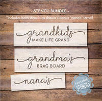 WallCutz Stencil Grandma's Brag Board / Make Life Grand / Set of 2 wallcutz