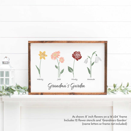 WallCutz Stencil Grandma's Garden / Birth Month Flower Stencils