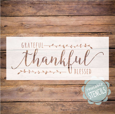 WallCutz Stencil Grateful Thankful Blessed Stencil