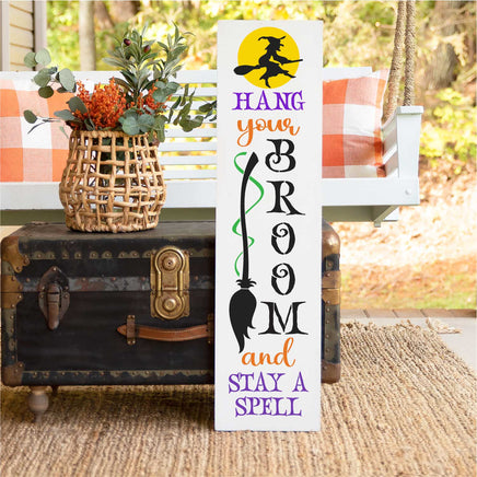 WallCutz Stencil Hang Your Broom and Stay A Spell / Halloween Porch Stencil