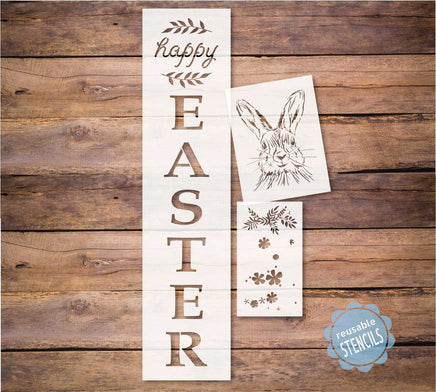 WallCutz Stencil Happy Easter Porch Stencil / Rabbit stencil