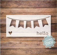 WallCutz Stencil Heart Banner Hello / Valentine door mat stencil