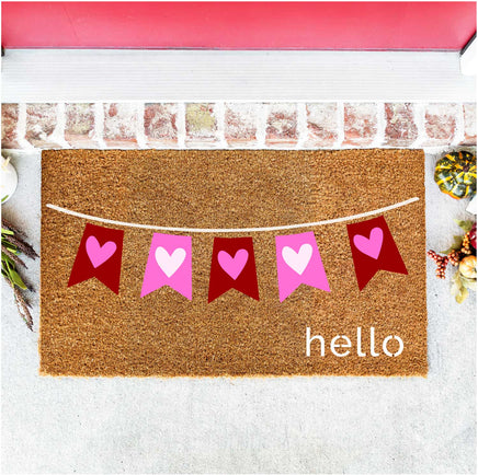 WallCutz Stencil Heart Banner Hello / Valentine door mat stencil