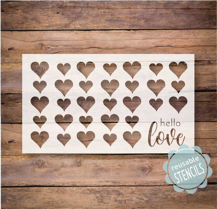 WallCutz Stencil Heart Pattern Hello Love - Valentine door mat stencil