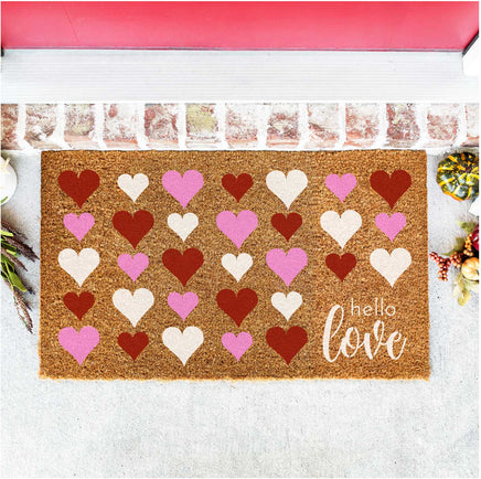 WallCutz Stencil Heart Pattern Hello Love - Valentine door mat stencil