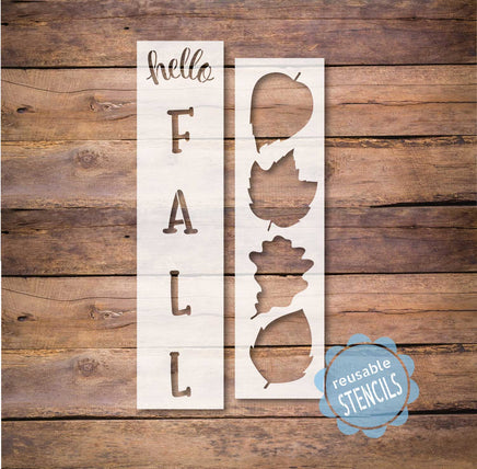 WallCutz Stencil Hello Fall / Big Leaf Porch Stencil