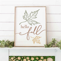 WallCutz Stencil Hello Fall with Leaves / Reusable Stencil