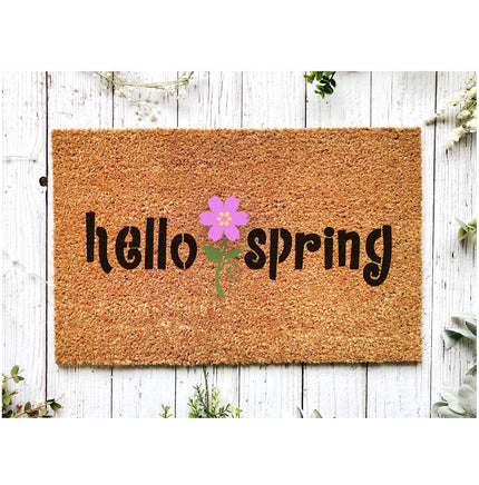 WallCutz Stencil Hello Spring with Flower / Door Mat Stencil