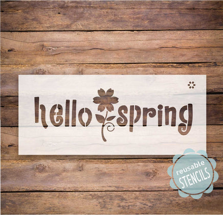 WallCutz Stencil Hello Spring with Flower / Door Mat Stencil