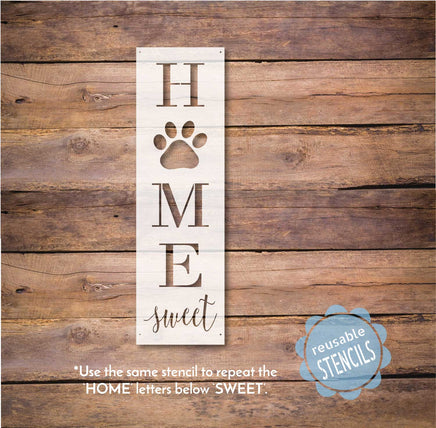 WallCutz Stencil Home Sweet Home with Paw Prints / Porch Stencil wallcutz