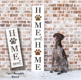 WallCutz Stencil Home Sweet Home with Paw Prints / Porch Stencil wallcutz