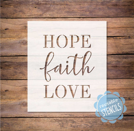 WallCutz Stencil HOPE FAITH LOVE - stencil