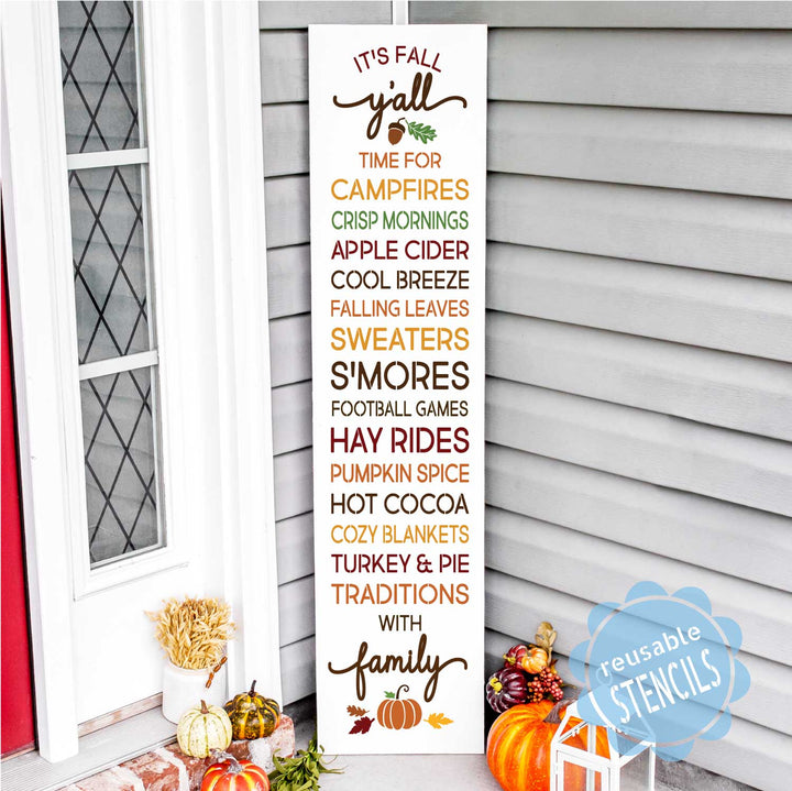 WallCutz  It's Fall Y'All / Autumn Word List Stencil Stencil