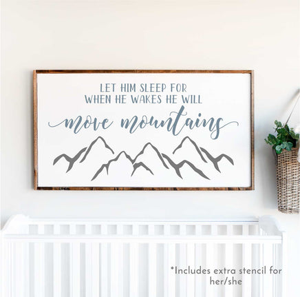 WallCutz Stencil Let Him Sleep Move Mountains / Nursery Stencil wallcutz