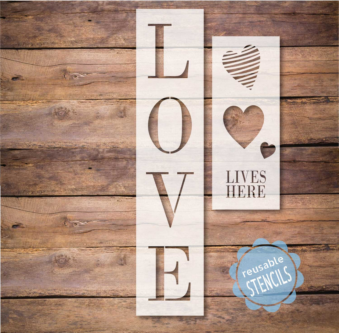 WallCutz  LOVE Lives Here / Valentine Porch Stencil Stencil