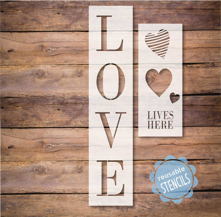 WallCutz  LOVE Lives Here / Valentine Porch Stencil Stencil