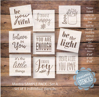 WallCutz Stencil Mantras to live by - Stencil Pack A