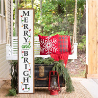 WallCutz Stencil Merry and Bright with Christmas Lights / Holiday Porch Stencil
