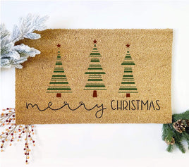 WallCutz Stencil Merry Christmas Trees - door mat stencil