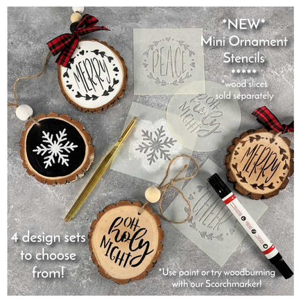 WallCutz Stencil Set of 12 / Pack A Mini Stencil Pack - Christmas wreath words