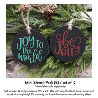 WallCutz Stencil Set of 12 / Set (A) holiday phrase Mini Stencil Pack (B)  / holiday phrases (12)