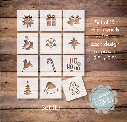 WallCutz Stencil Set (E)  xmas shapes (12) Mini Stencil Pack (E) Christmas shapes (12)