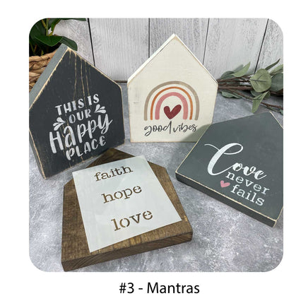 WallCutz Stencil Stencil Pack #3 - Mantras Mini Stencil Packs / Set of 4  (for wooden home blocks / blocks not included)