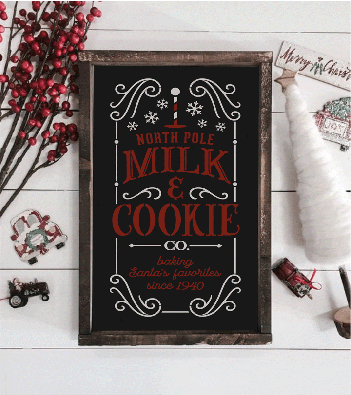 WallCutz  North Pole Milk and Cookies - Christmas Stencil Stencil