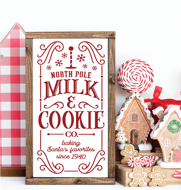WallCutz  North Pole Milk and Cookies - Christmas Stencil Stencil