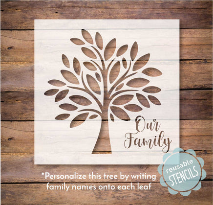 WallCutz Stencil Our Family Tree / big leaf tree stencil