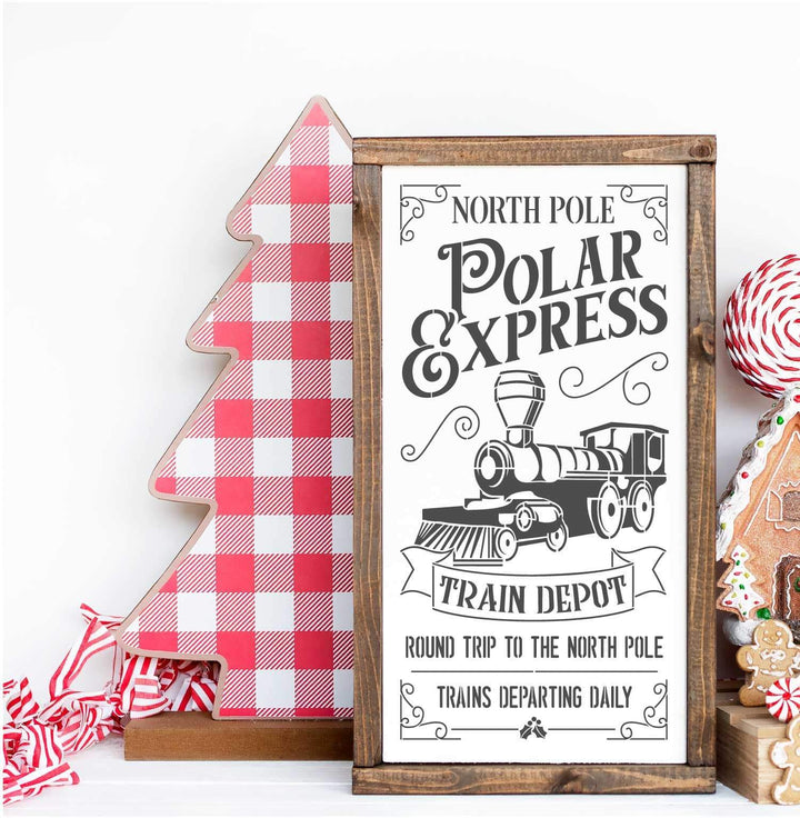 WallCutz  Polar Express Train Depot - Christmas Stencil Stencil