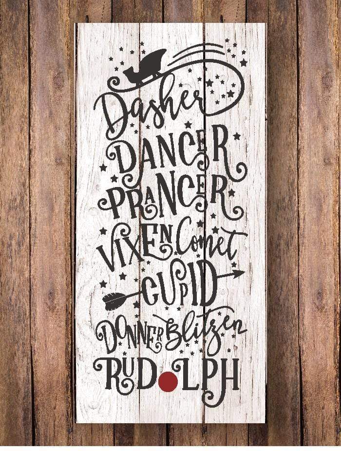 WallCutz  Reindeer Names Christmas Stencil Stencil