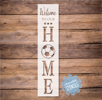 WallCutz Stencil Soccer porch stencil - Welcome to our home