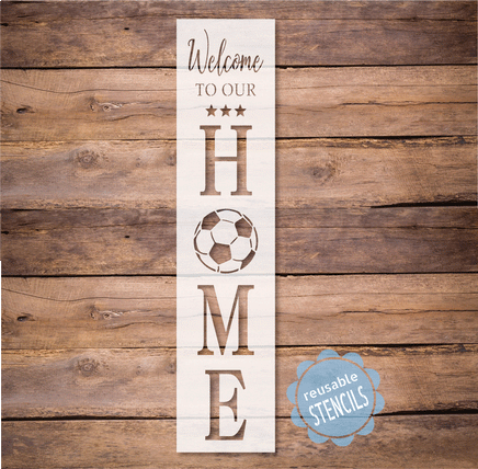 WallCutz Stencil Soccer porch stencil - Welcome to our home
