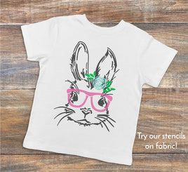 WallCutz Stencil Spring Rabbit with Glasses - stencil