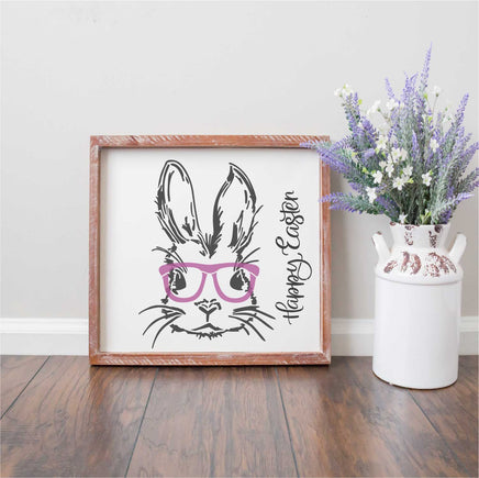 WallCutz Stencil Spring Rabbit with Glasses - stencil