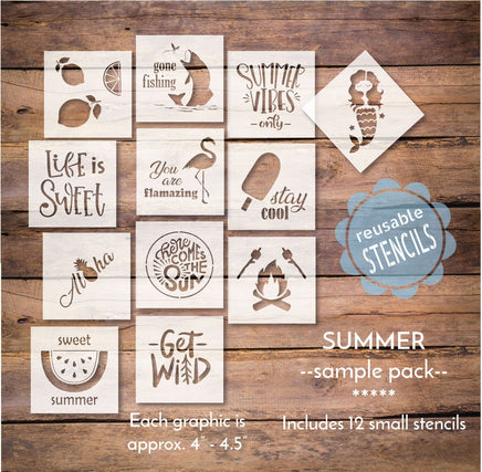 WallCutz Stencil SUMMER bundle SUMMER Sample Pack - 12 pc stencil bundle