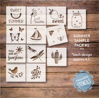 WallCutz Stencil SUMMER bundle#2 Summer Sample Pack #2 / 12 pc stencil bundle