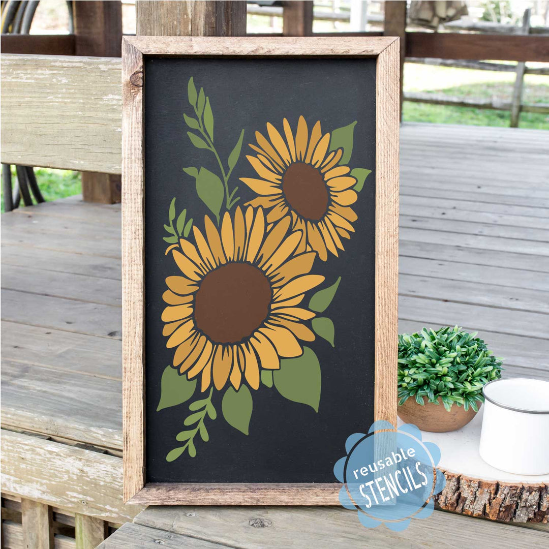WallCutz  Sunflower Bouquet / Reusable Stencil Stencil