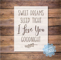 WallCutz Stencil Sweet Dreams Goodnight / Nursery Stencil wallcutz