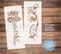 WallCutz Stencil Vintage Floral stencils / Set of 2 flowers