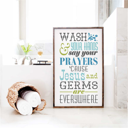 WallCutz Stencil Wash Your Hands Say Your Prayers / Bathroom Stencil