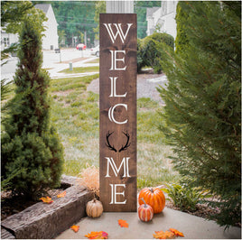 WallCutz Stencil Welcome Porch Stencil with Antlers
