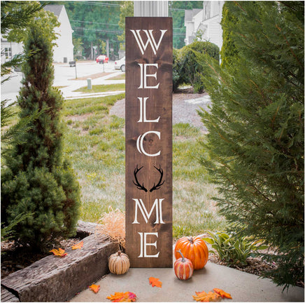 WallCutz Stencil Welcome Porch Stencil with Antlers