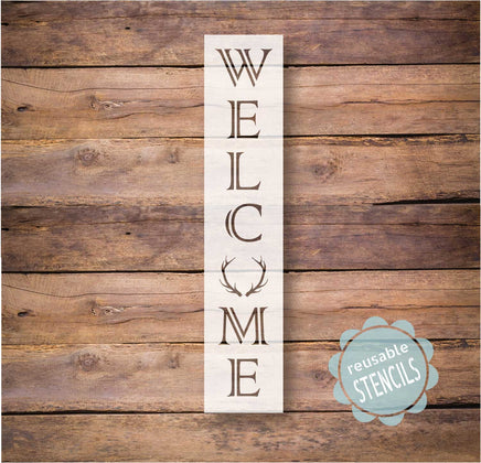 WallCutz Stencil Welcome Porch Stencil with Antlers
