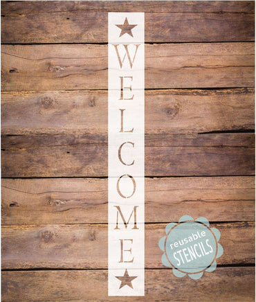 WallCutz Stencil Welcome Porch Stencil - with stars