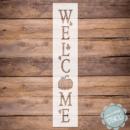 WallCutz Stencil Welcome Pumpkin - porch stencil