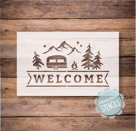 WallCutz Stencil Welcome to our Camper - door mat stencil