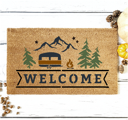 WallCutz Stencil Welcome to our Camper - door mat stencil